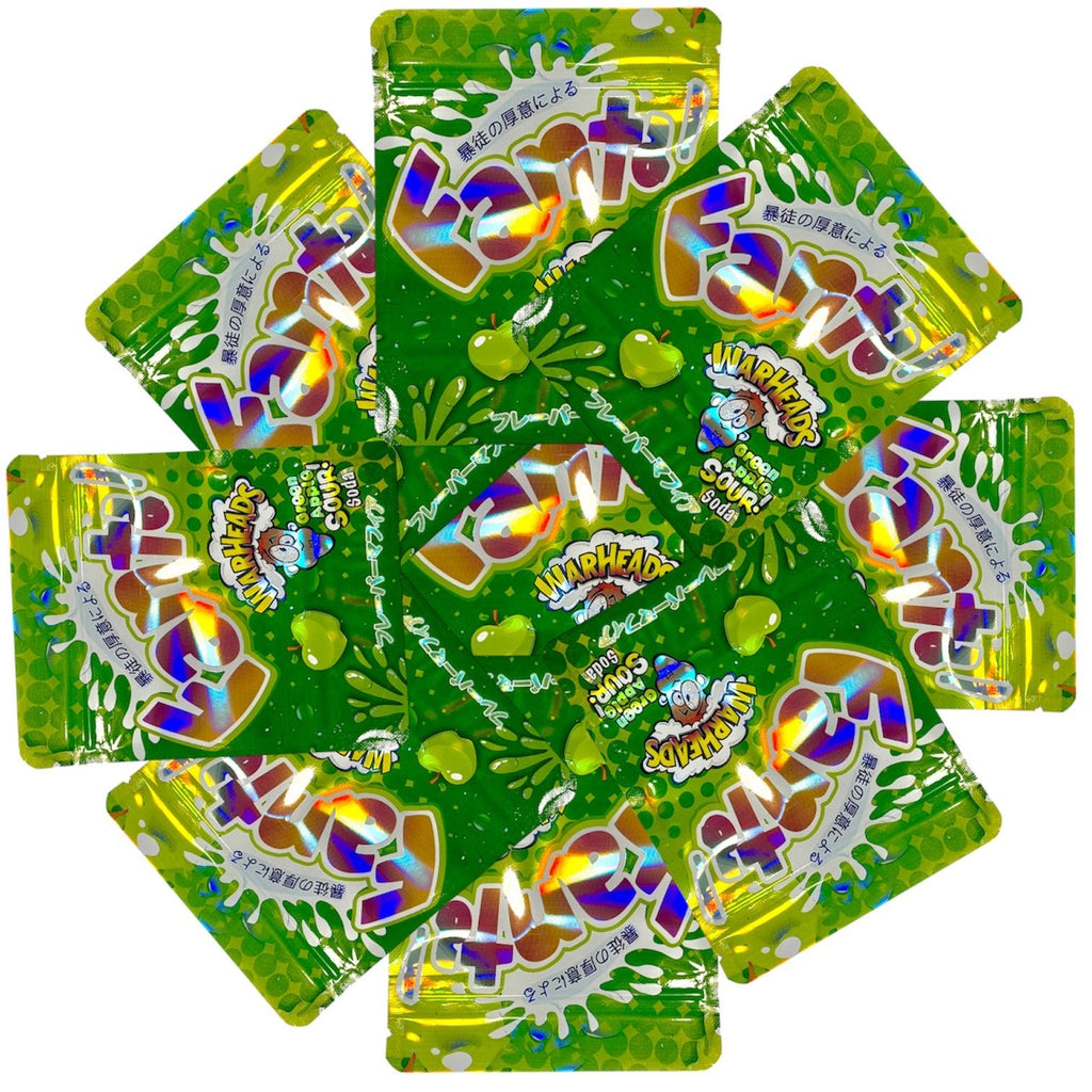50-Count 3.5 g High-Quality Mylar Storage Baggies | Fanta! Warheads theme