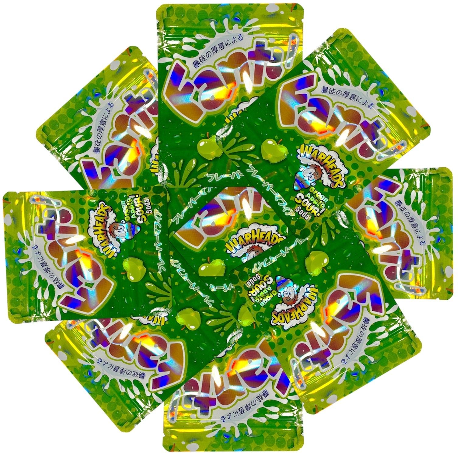 50-Count 3.5 g High-Quality Mylar Storage Baggies | Fanta! Warheads theme
