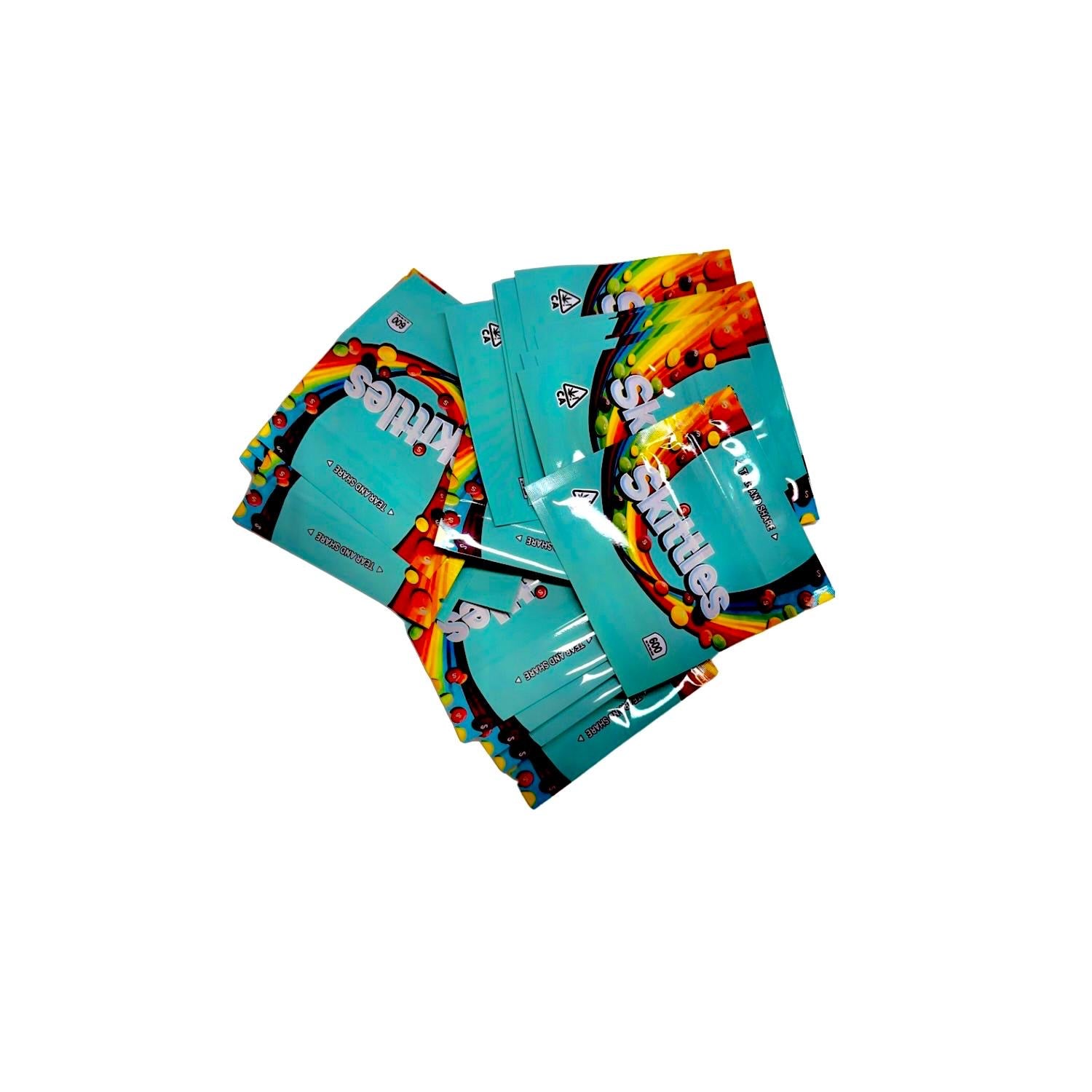 50 count 3.5g Cyan Blue Skittles Theme Mylar Baggies - Premium Smell Proof &amp; Waterproof Packaging