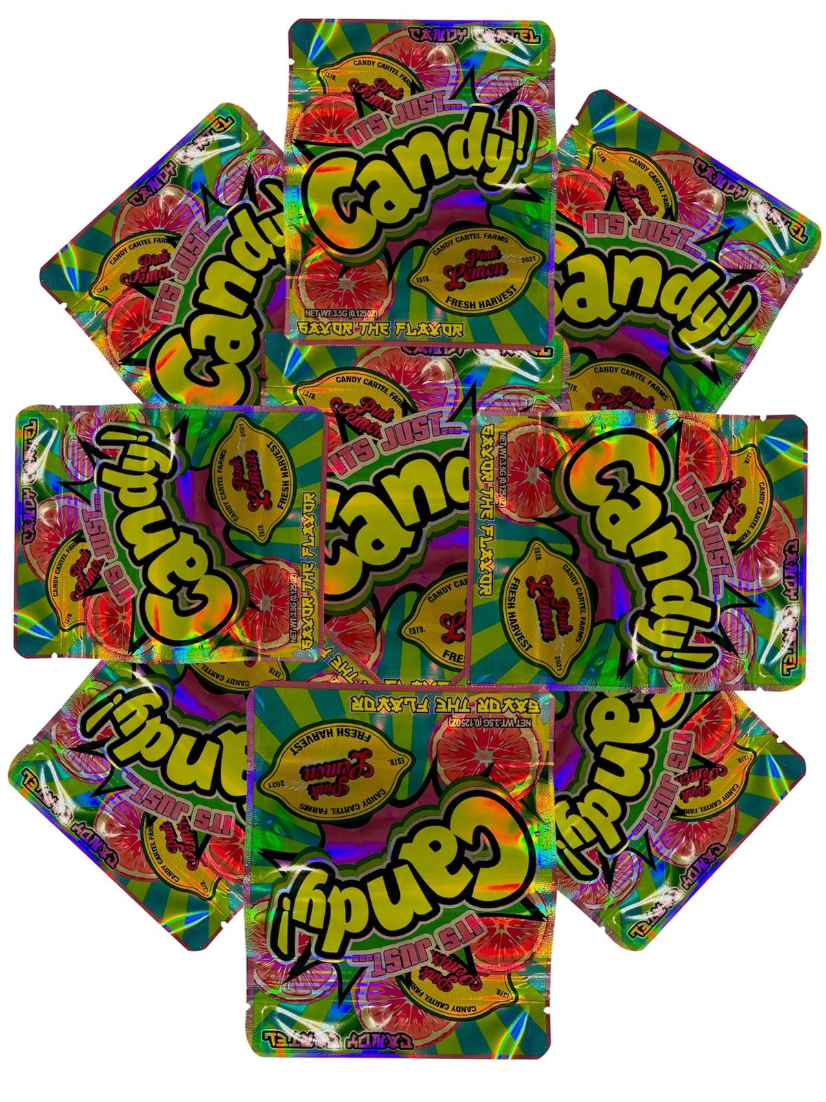 50-Count 3.5 g High-Quality Mylar Storage Baggies | "It's Just Candy" design