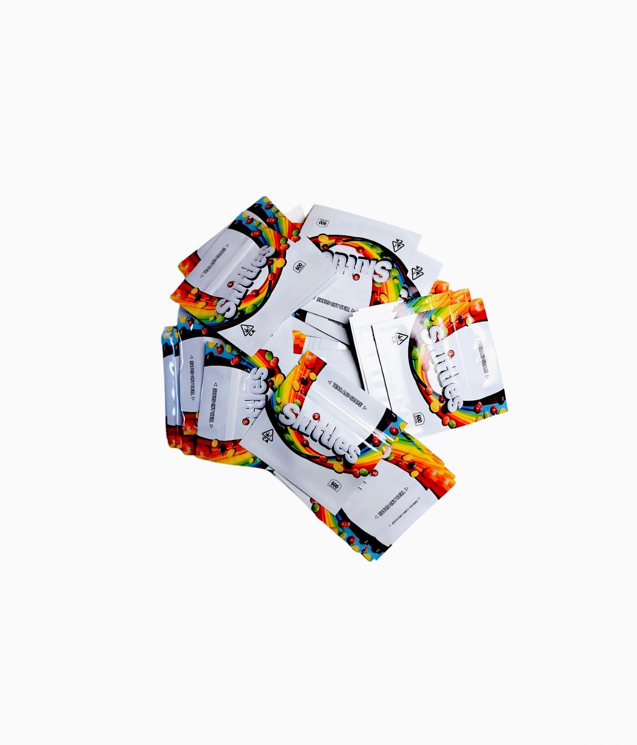 50 count 3.5g White Skittles Theme Mylar Baggies - Premium Smell Proof & Waterproof Packaging